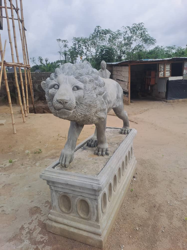 Sculpted Concrete Lion & Pedestal, Abuja, F.C.T.